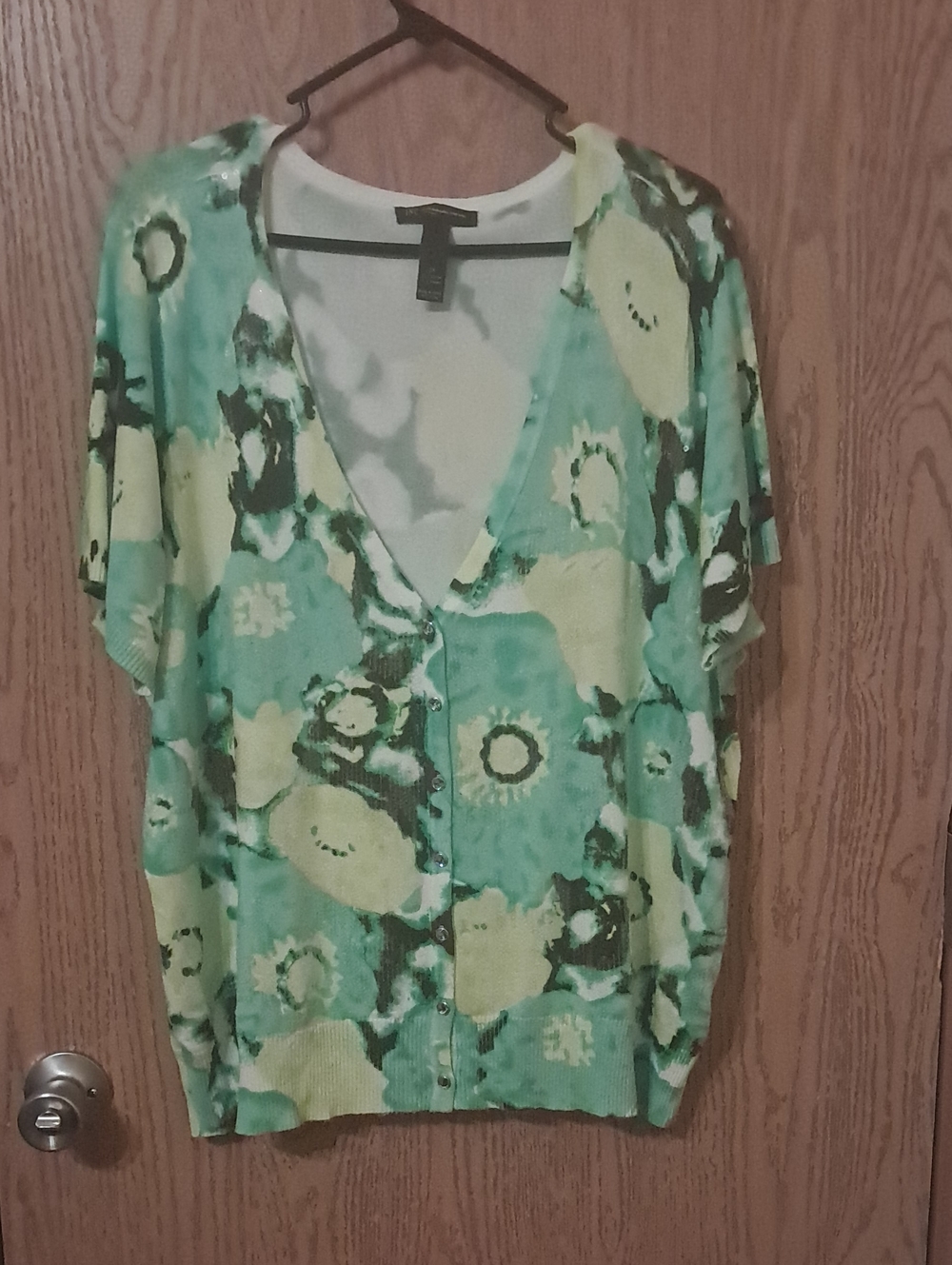 INC International Concepts Mint Green Floral Button-Down Top 2x